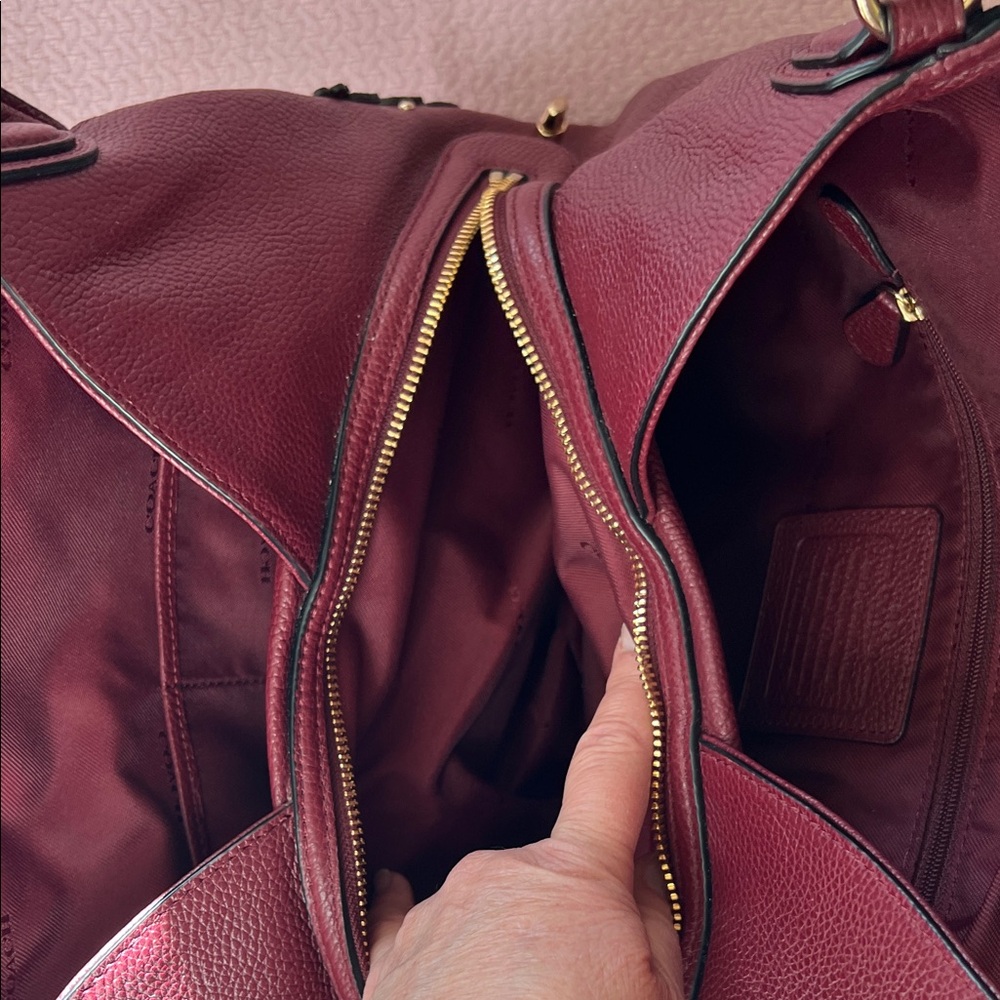 Coach Maroon Edie Floral Embellished Shoulder Bag - Picture 7 of 9